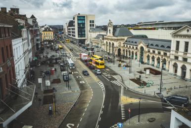 vue aérienne de la gare de Namur