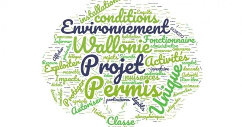 visuel avec mots clés relatifs au permis d'environnement