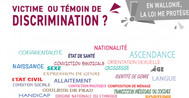 visuel de la campagne avec le titre "Victime ou témoin de discrimination ?"