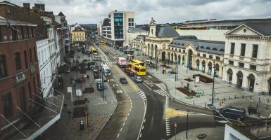 vue aérienne de la gare de Namur