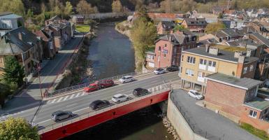 Vue aérienne du pont de Prayon à Trooz